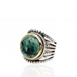 Bague Argent 925 et laiton avec turquoise africaine
