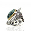 Bague Argent 925 et laiton avec turquoise africaine