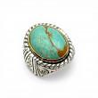 Bague Argent 925 et laiton avec turquoise du Chili -GRANDE TAILLE