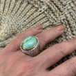 Bague Argent 925 et laiton avec turquoise du Chili -GRANDE TAILLE