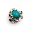 Bague Argent 925 et laiton avec turquoise et tourmalines