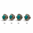 Bague Argent 925 et laiton avec turquoise et tourmalines