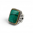 Bague Argent 925, Laiton et malachite