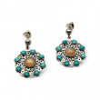 Boucles d'oreilles argent, turquoises et pierre de lune orange