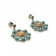 Boucles d'oreilles argent, turquoises et pierre de lune orange