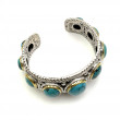 Bracelet Argent 925, Laiton et Turquoises