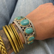 Bracelet Argent 925, Laiton et Turquoises