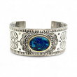 Bracelet Argent et Laiton avec azurite du Pérou