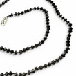 Collier Argent 925 et perles d'onyx facettées 45cm