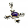 Pendentif Argent 925 et Laiton avec Améthyste et Pierres de Lune