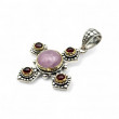 Pendentif Argent 925 et Laiton avec Kunzite et Grenat