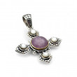 Pendentif Argent 925 et Laiton avec Kunzite et Nacre blanche