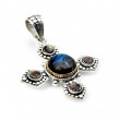 Pendentif Argent 925 et Laiton avec Labradorite et Nacre grise