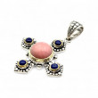 Pendentif Argent 925 et Laiton avec Opale rose et Lapis Lazuli