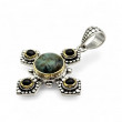 Pendentif Argent 925 et Laiton avec Turquoise Africaine et Onyx