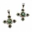 Pendentif Argent 925 et Laiton avec Turquoise Africaine et Onyx