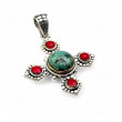 Pendentif Argent 925 et Laiton avec Turquoise Africaine & Gorgogne