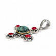 Pendentif Argent 925 et Laiton avec Turquoise Africaine & Gorgogne