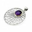 Pendentif Argent 925, laiton et Amethyste