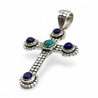 Pendentif Argent 925, Laiton, Turquoise et Lapis lazuli