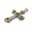 Pendentif Croix Argent & Laiton Nacre dorée