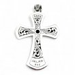 Pendentif Croix Argent & Laiton Pierre de Lune noire et Onyx