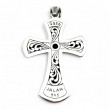 Pendentif Croix Argent & Laiton Pierre de Lune orange et Lapis Lazuli