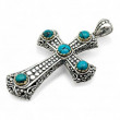 Pendentif Croix Argent & Laiton Turquoise 