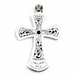 Pendentif Croix Argent & Laiton Turquoise et Gorgogne