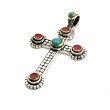 Pendentif croix Argent & Turquoise