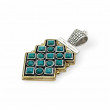 Pendentif en Argent 925, Laiton et Turquoise