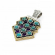 Pendentif en Argent 925, Laiton, Turquoise et Améthyste