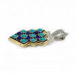 Pendentif en Argent 925, Laiton, Turquoise et Lapis lazuli