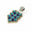 Pendentif en Argent 925, Laiton, Turquoise et Lapis lazuli