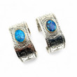 Silver and brass bracelet with azurite from Peru