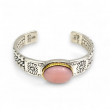 Silver and Brass bracelet with pink opal