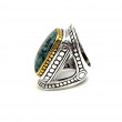 Silver and Brass Ring with african turquoise