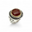 Silver and Brass Ring with faceted carnelian