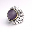Silver and Brass Ring with kunzite