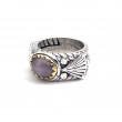 Silver and Brass Ring with Kunzite