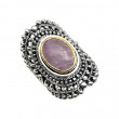 Silver and Brass Ring with Kunzite