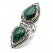 Silver and Brass Ring with malachite