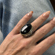Silver and Brass Ring with Onyx