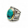Silver and Brass Ring with Turquoise