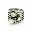 Silver and Brass Ring with white mother of pearl