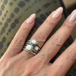 Silver and Brass Ring with white mother of pearl