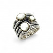 Silver and Brass Ring with white mother of pearl