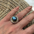 Sterling silver and brass ring with Labradorite