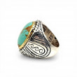 Sterling silver and brass ring with turquoise from Chile - LARGE SIZE