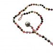 Sterling silver and faceted tourmaline beads necklace 85cm